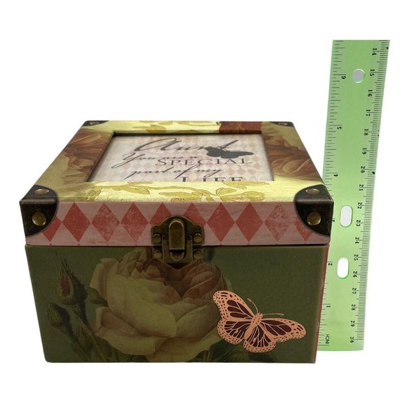 Photo Top Velvet Lined Jewelry Music Box Aunt That's What Friends Are For Song - Picture 13 of 14